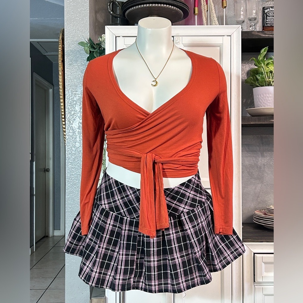 Plus size 0XLarge Burnt Orange‎ Wrap Blouse Long sleeve Autumn Fall - Picture 5 of 7
